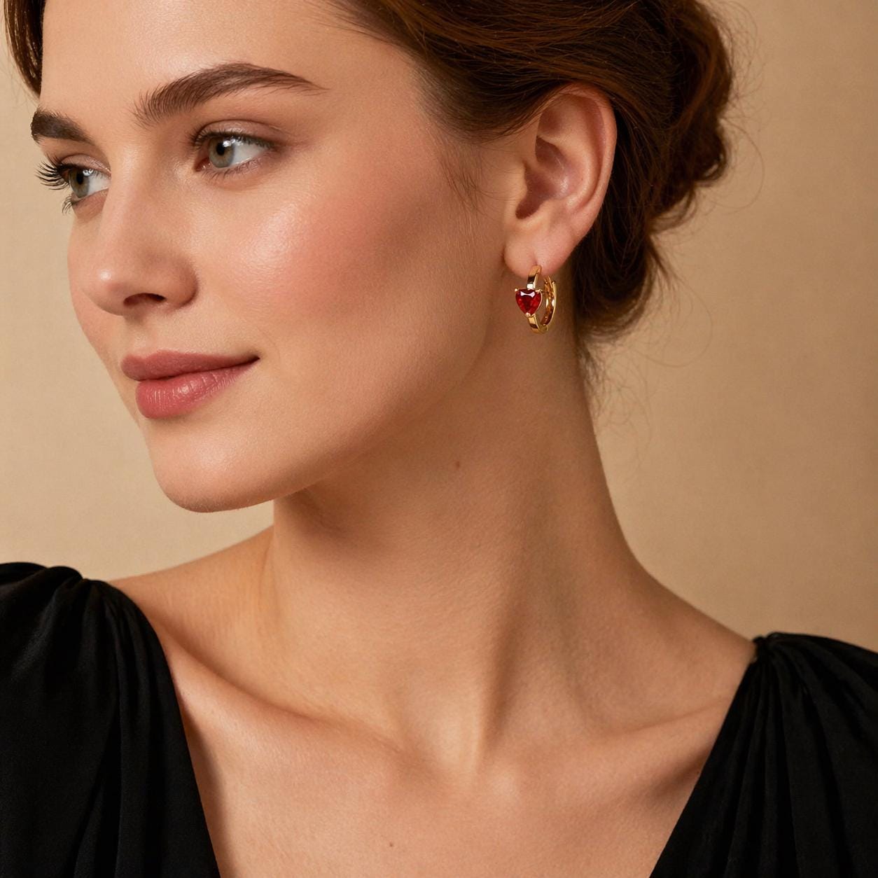Gold Plated Heart Stud Earrings: Dainty Love Jewelry for Women, Mom, Valentine's Day