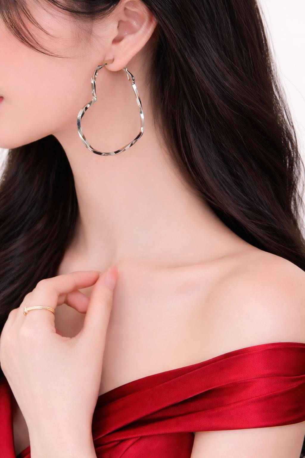 Gold Plated Twisted Heart Hoop Earrings, Minimalist Chic Jewelry