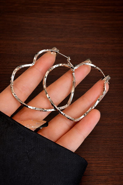 Gold Plated Twisted Heart Hoop Earrings, Minimalist Chic Jewelry