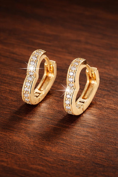 Inlaid Heart Stud Earrings, Minimalist Gold/Silver Alloy, Everyday Accessory