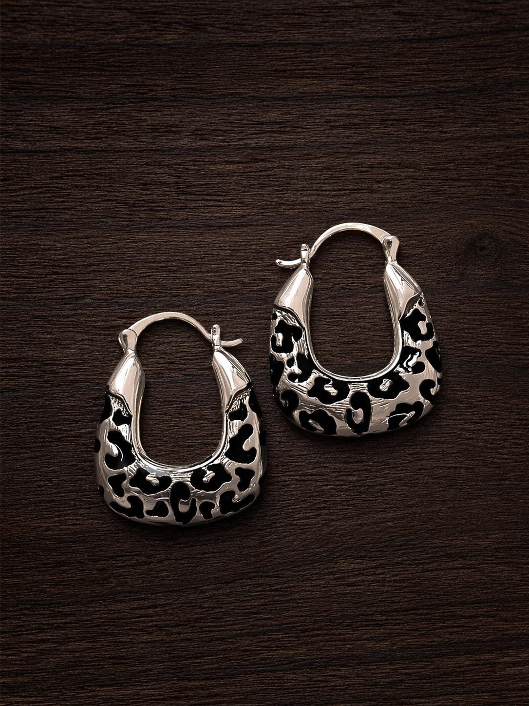 Retro Leopard Print Hoop Earrings, Alloy Resin Statement Jewelry, Vintage Style Fashion