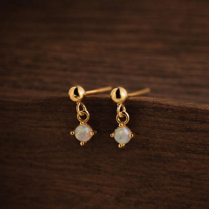 Star Moon Hoop Earrings, Stainless Steel Zircon Opal Celestial Jewelry
