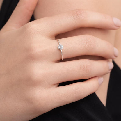 18K Gold Plated CZ Pave Ring, Stainless Steel Bridal Band, Elegant Cubic Zirconia