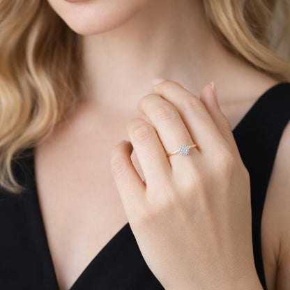 18K Gold Plated CZ Pave Ring, Stainless Steel Bridal Band, Elegant Cubic Zirconia