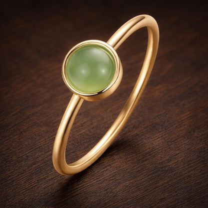Opal Cat's Eye Geometric Ring, Gold-Tone Plated Copper Alloy, Minimalist Statement Jewelry