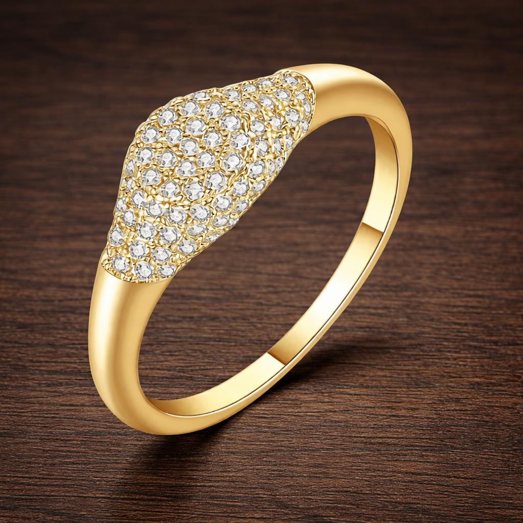 Gold Plated Zircon Ring, Elegant Wedding Party Jewelry, AAA Cubic Zirconia