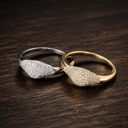 Gold Plated Zircon Ring, Elegant Wedding Party Jewelry, AAA Cubic Zirconia