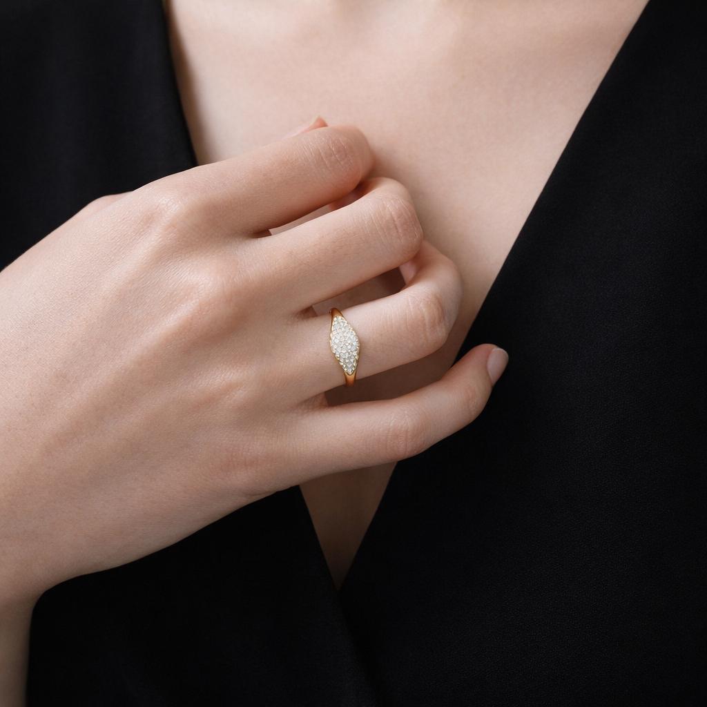 Gold Plated Zircon Ring, Elegant Wedding Party Jewelry, AAA Cubic Zirconia