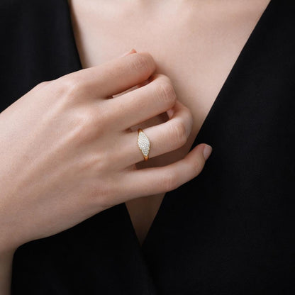 Gold Plated Zircon Ring, Elegant Wedding Party Jewelry, AAA Cubic Zirconia
