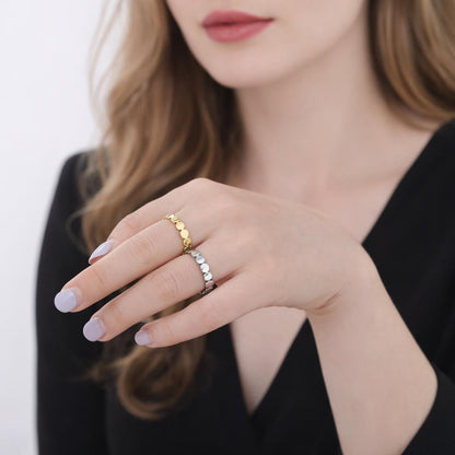 Gold Stainless Steel Geometric Round Ring – Minimalist Stackable Band