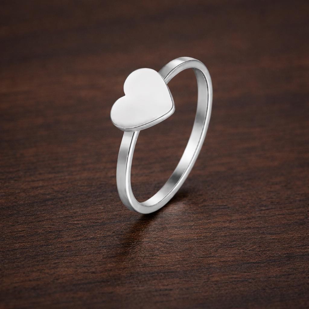 Gold Color Stainless Steel Heart Ring, Dainty Minimalist Love Jewelry