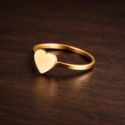 Gold Color Stainless Steel Heart Ring, Dainty Minimalist Love Jewelry