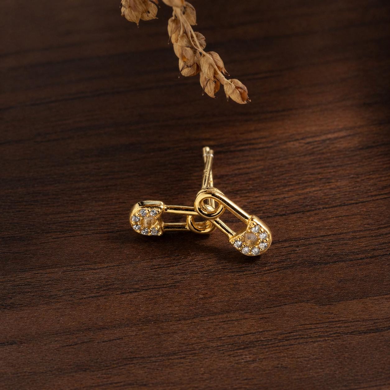 Gold Plated Sterling Silver Heart Stud Earrings with Cubic Zirconia – Dainty Minimalist Jewelry