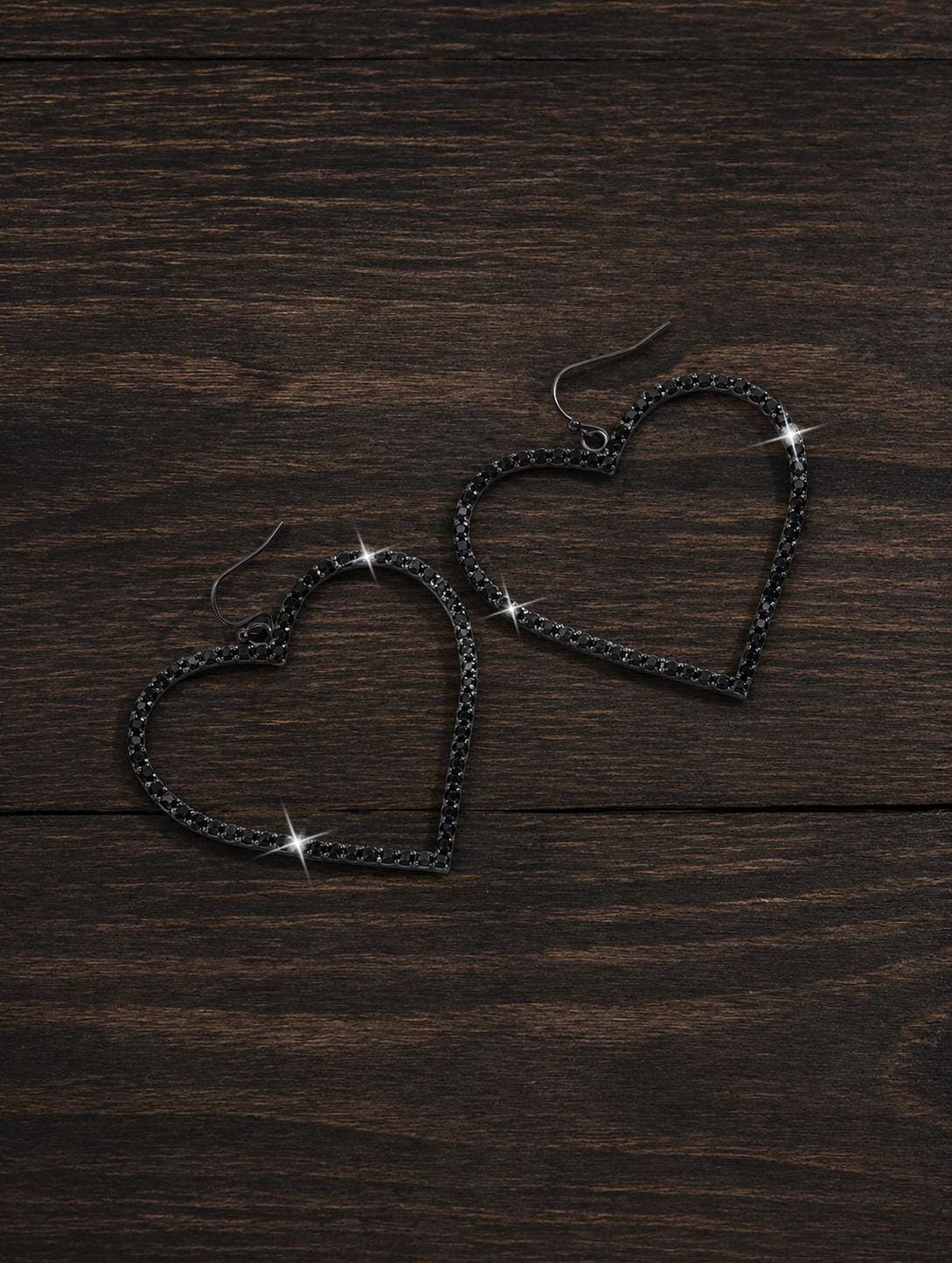 Rhinestone Heart Hoop Earrings, Silver Tone Hoop Jewelry, Minimalist Sparkle Gift