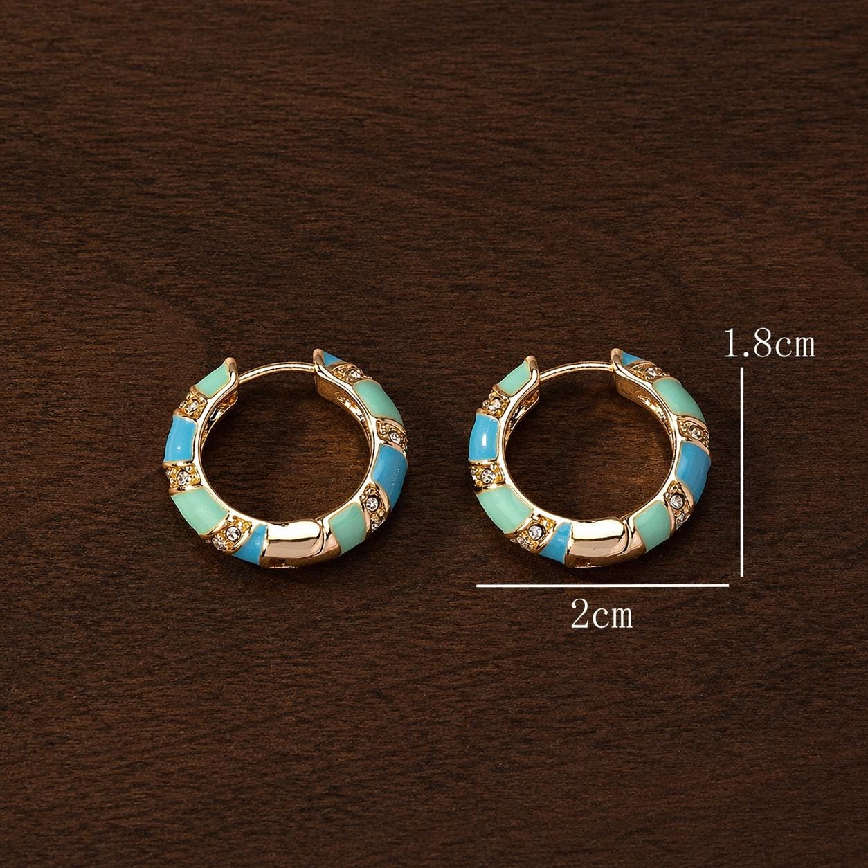Lucky Egg Rhinestone Clip-On Earrings, Striped Enamel, Non-Pierced Minimal Jewelry