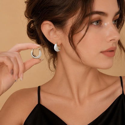 Minimalist Gold Hoop Earrings, Vintage French Chic Style, Elegant Women's Jewelry