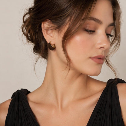 Minimalist Gold Hoop Earrings, Vintage French Chic Style, Elegant Women's Jewelry