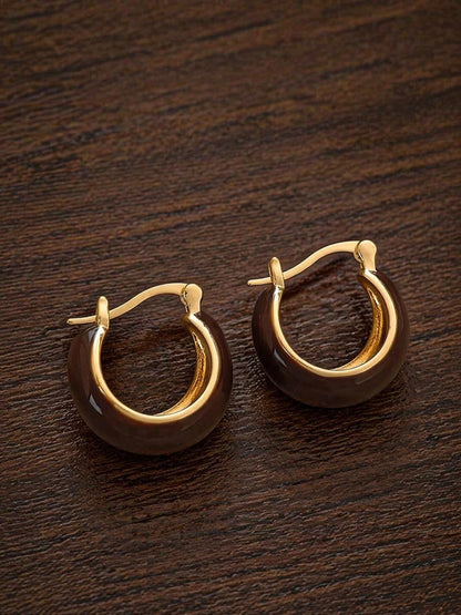 Minimalist Gold Hoop Earrings, Vintage French Chic Style, Elegant Women's Jewelry