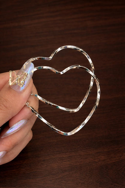Gold Plated Twisted Heart Hoop Earrings, Minimalist Chic Jewelry