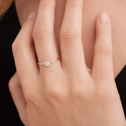 18K Gold Plated CZ Pave Ring, Stainless Steel Bridal Band, Elegant Cubic Zirconia