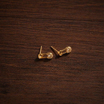 Gold Plated Sterling Silver Heart Stud Earrings with Cubic Zirconia – Dainty Minimalist Jewelry