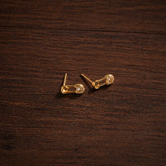 Gold Plated Sterling Silver Heart Stud Earrings with Cubic Zirconia – Dainty Minimalist Jewelry