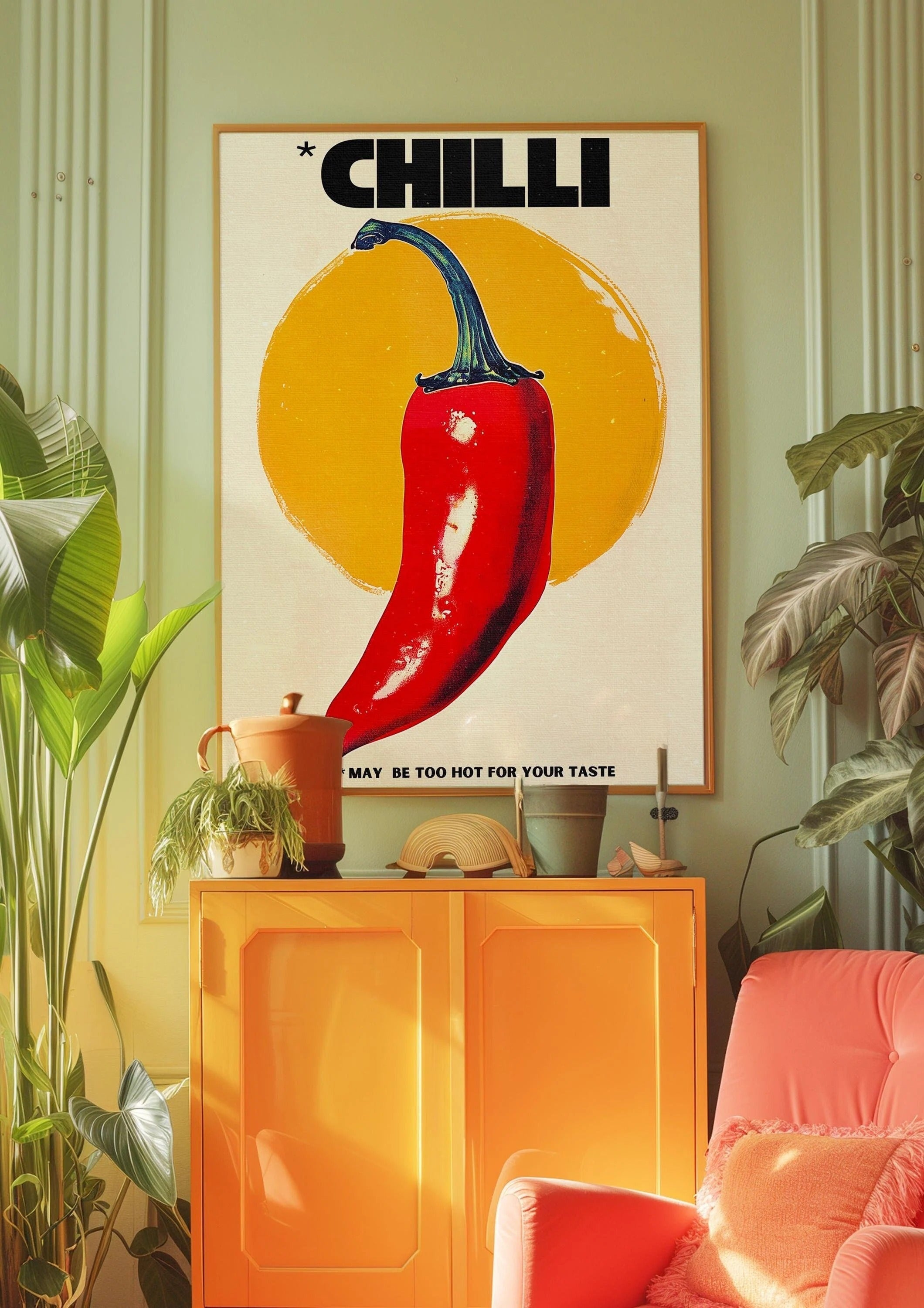 Chilli Pepper Poster: 70s Retro Kitchen Wall Art (Digital Download)