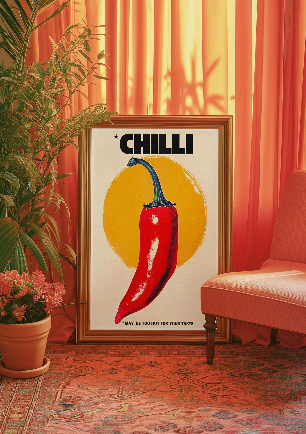 Chilli Pepper Poster: 70s Retro Kitchen Wall Art (Digital Download)