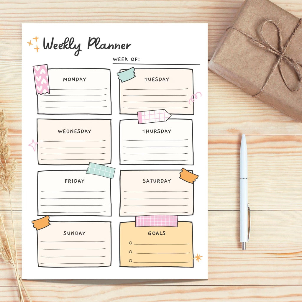 Printable Weekly Planner: Undated Schedule Template, To Do List, (PDF Download)